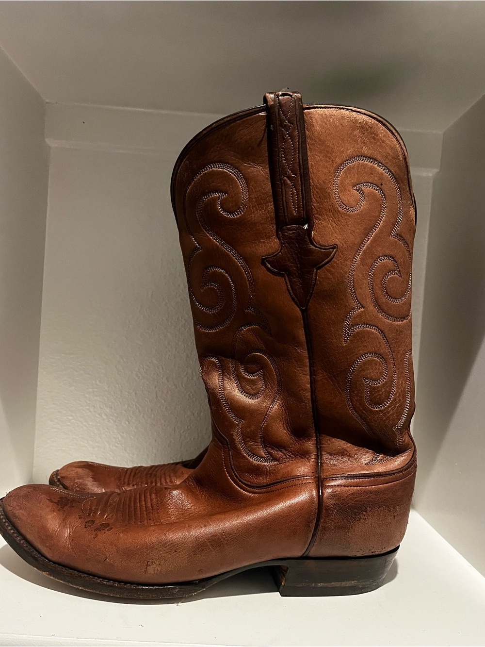 Vintage Brown Leather Oil Calf Lucchese Men’s Boots- 9 - Picture 3 of 8